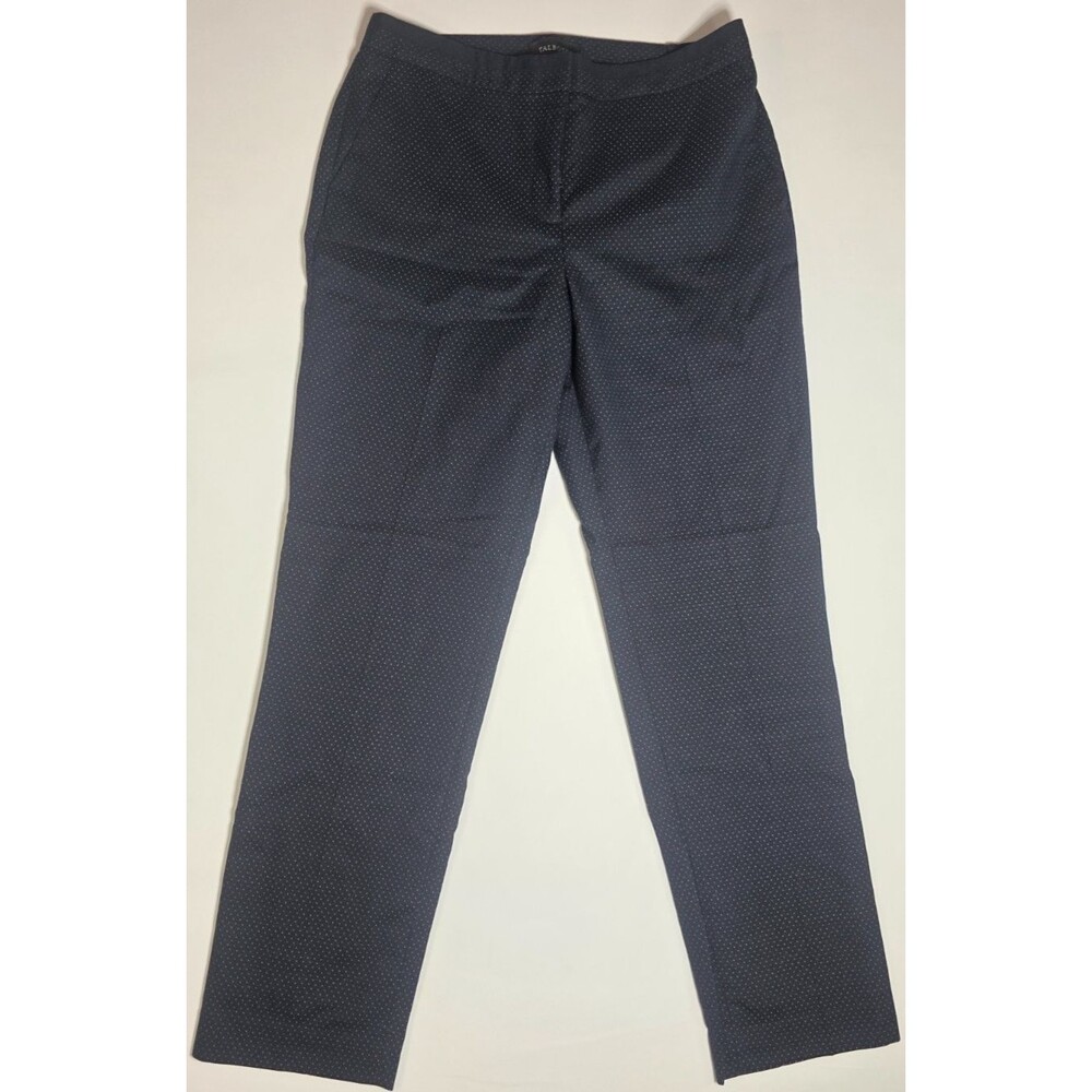 Talbots Womens Size 8 Wool Blend Navy Blue Polka Dot Straight Dress Pants